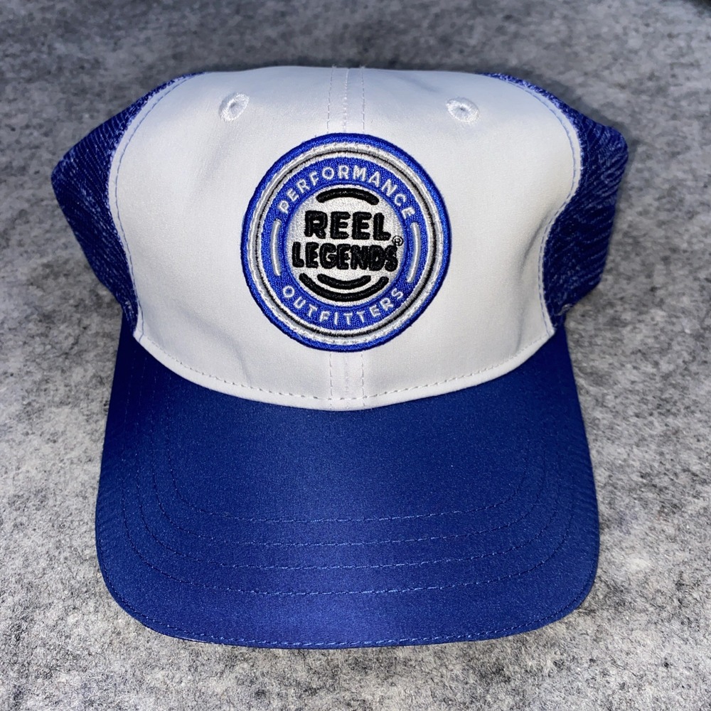 New Reel Legends Fishing Hat Adjustable Blue & White Patch Logo Mesh‎ Snapback